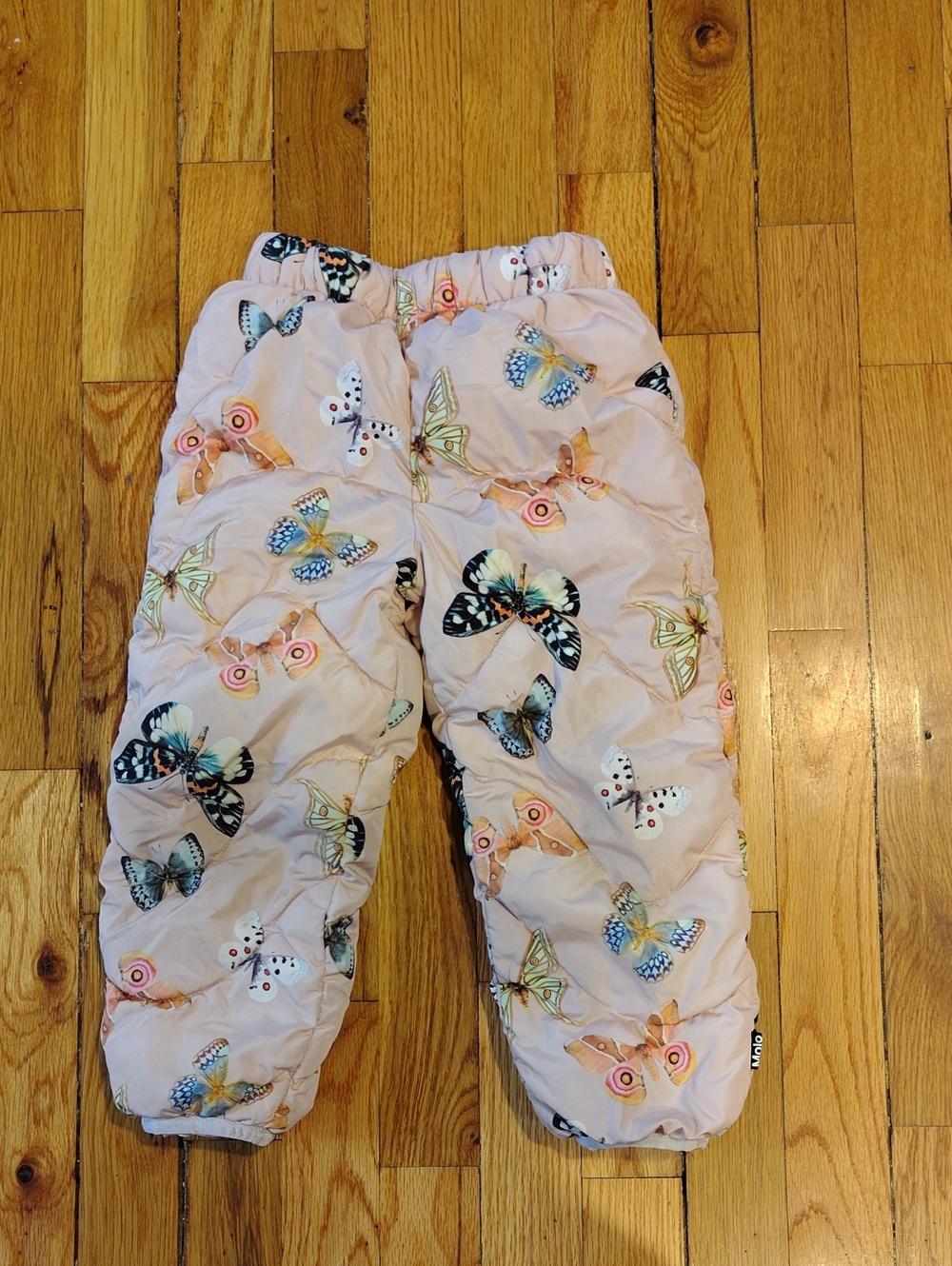 Molo Pink Butterfly Print Puffer Pants